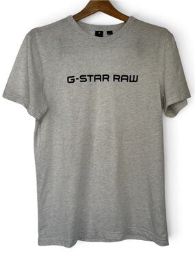 G-Star Raw Heather Gray Crew Neck Tee with Black Logo